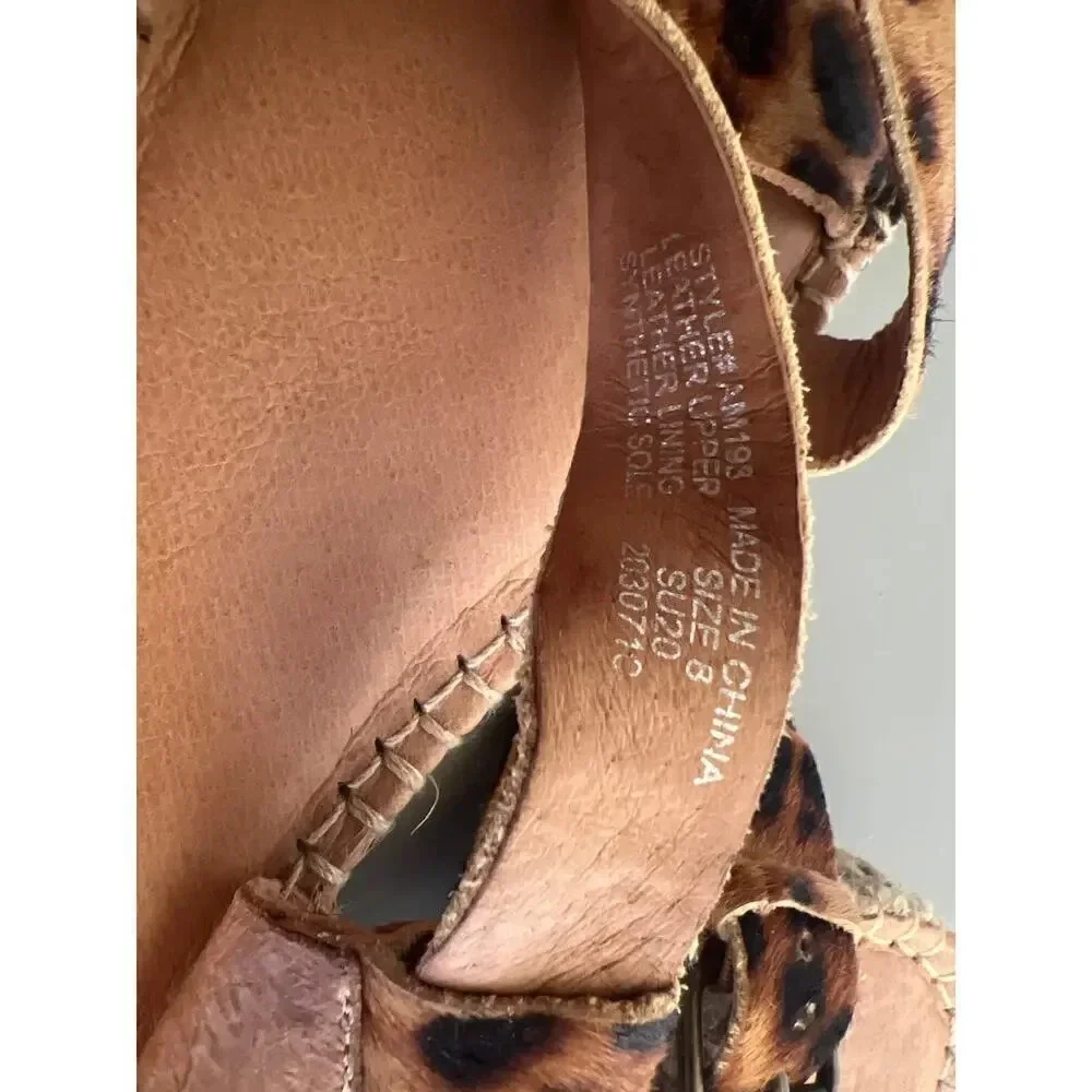 Madewell Espadrille Sandals 8‎ Brown Leopard Calf Hair Platform AM193 Boho Chic